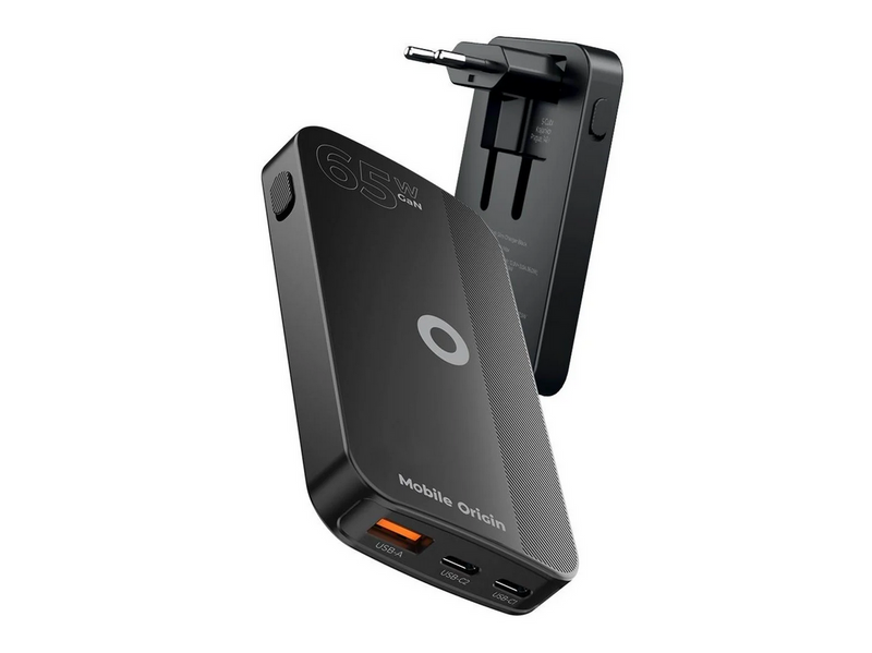Mobile Origin 65W GaN III Slim Charger dual USB-C - Single USB-A black