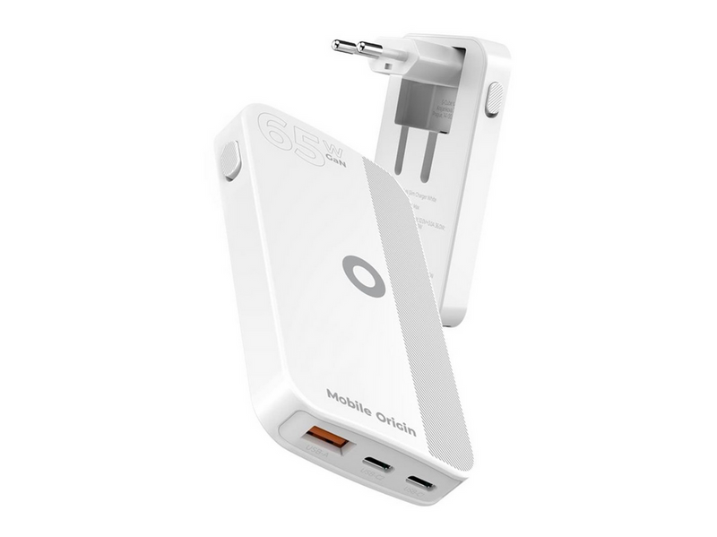 Mobile Origin 65W GaN III Slim Charger dual USB-C - Single USB-A white