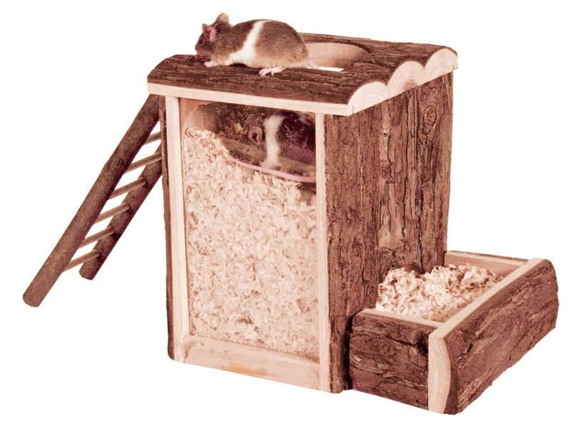 Trixie Play and Burrow Tower Bark Wood Small Animals 20x20x16cm