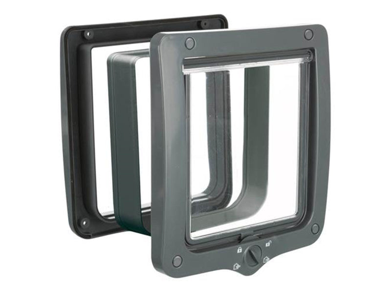Trixie 4-Wege Freilauftür XXL mit Tunnel 24 × 28 cm grau