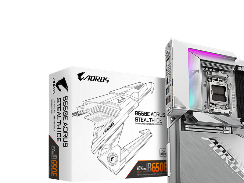 GIGABYTE B650E AORUS STEALTH ICE Mainboard - AMD B650 - AMD AM5 - DDR5 RAM - ATX