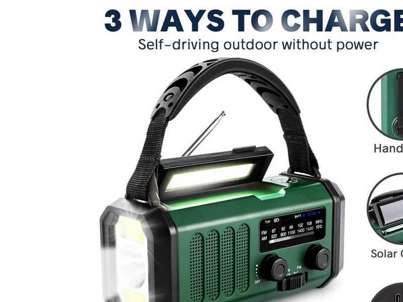 Lippa Emergency Radio - Solar - Dynamo - Compass - 10.000 mAh Power Bank - AM/FM - Mono - Grün