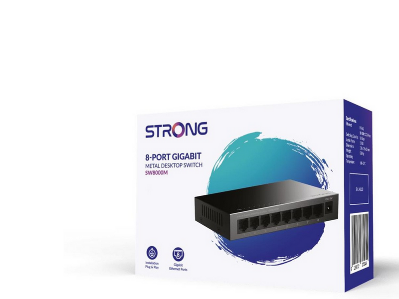 Strong SW8000M Switch - 8-port Gigabit - Metal
