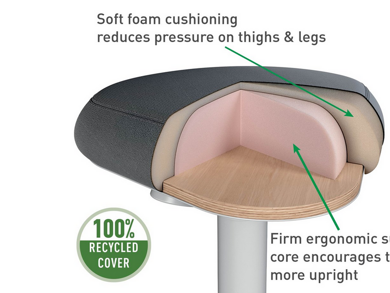 Leitz Ergo Active Sitzhocker mit Komfortsitz, Grau