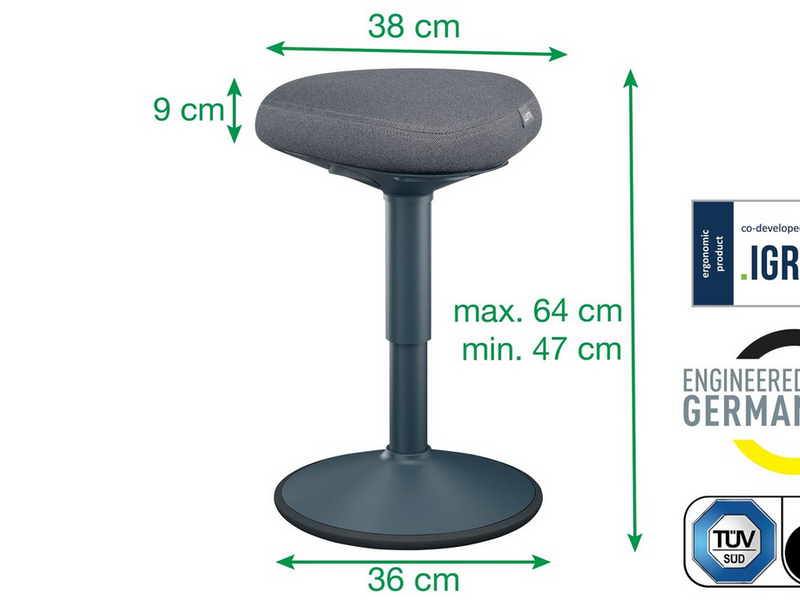 Leitz Ergo Active Sitzhocker mit Komfortsitz, Dunkelgrau