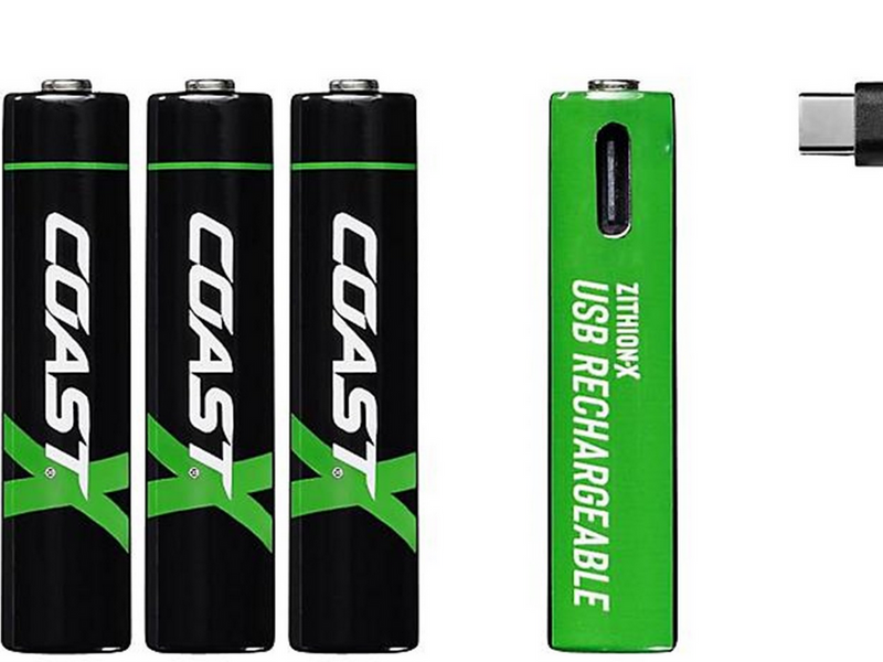Coast Battery 1.5V AAA Li-Ion rechargeable 750 mAh USB-C cable pack of 4.