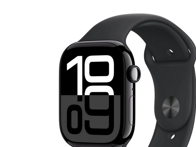 Apple Watch Series 10 GPS + Cellular 46mm - Jet Black Aluminium Case with Black Sport Band - M/L