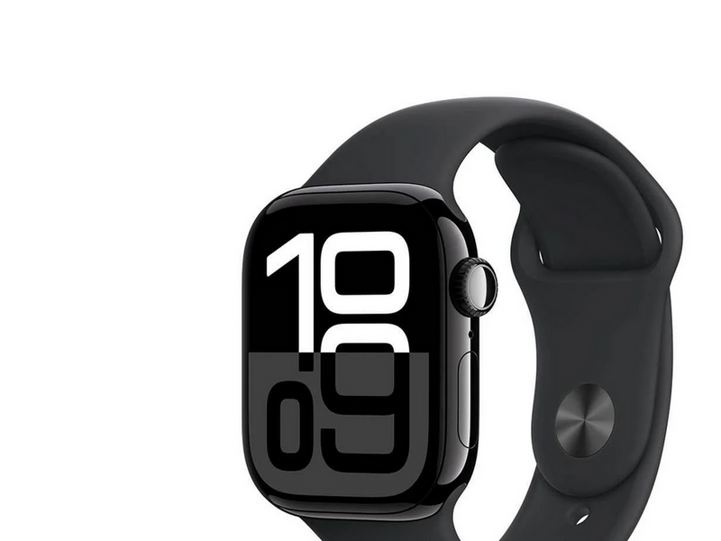Apple Watch Series 10 GPS + Cellular 46mm - Jet Black Aluminium Case with Black Sport Band - M/L