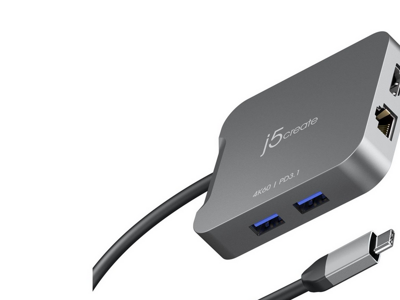j5create 5-in-1 USB-C Travel Adapter (with Ethernet and 140W PD)