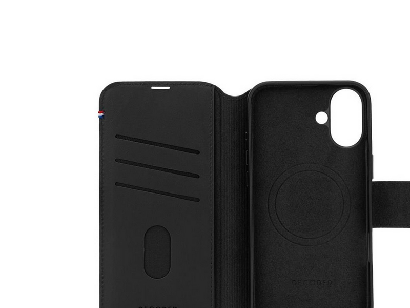 Decoded Leather Detachable Wallet for iPhone 16 Black