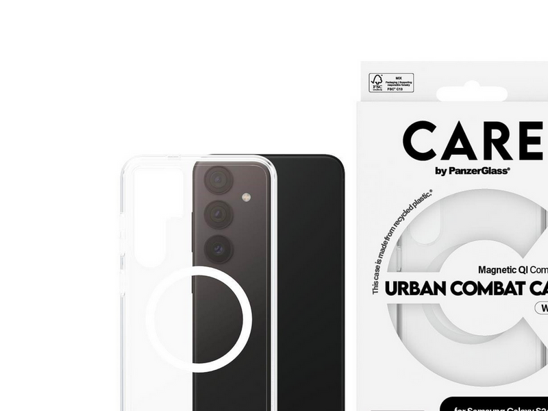 CARE by PanzerGlass Flagship Case Transparent Urban Combat w. White QI Compatible Samsung Galaxy S24+