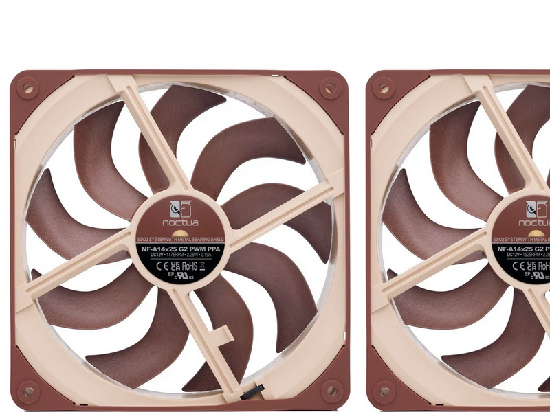 Noctua NF-A14x25 G2 PWM Sx2-PP (2-pack) - Gehäuselüfter - 140mm - Braun - 25 dBA