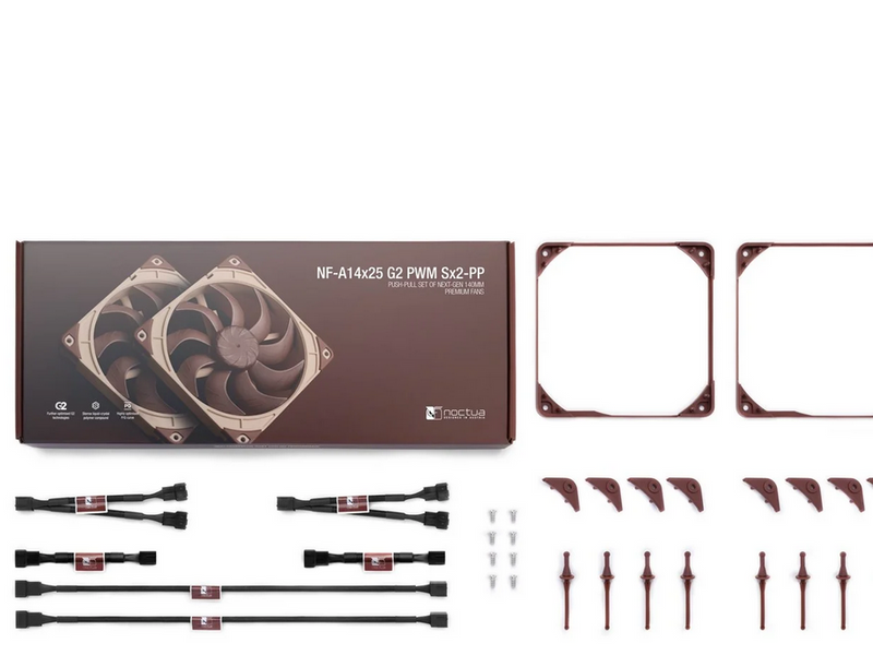 Noctua NF-A14x25 G2 PWM Sx2-PP (2-pack) - Gehäuselüfter - 140mm - Braun - 25 dBA