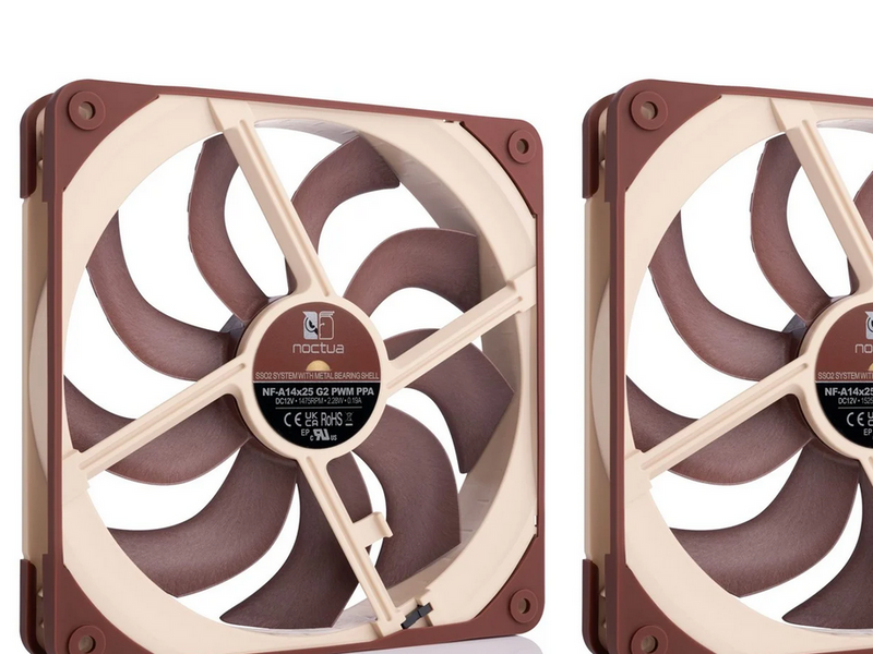 Noctua NF-A14x25 G2 PWM Sx2-PP (2-pack) - Gehäuselüfter - 140mm - Braun - 25 dBA
