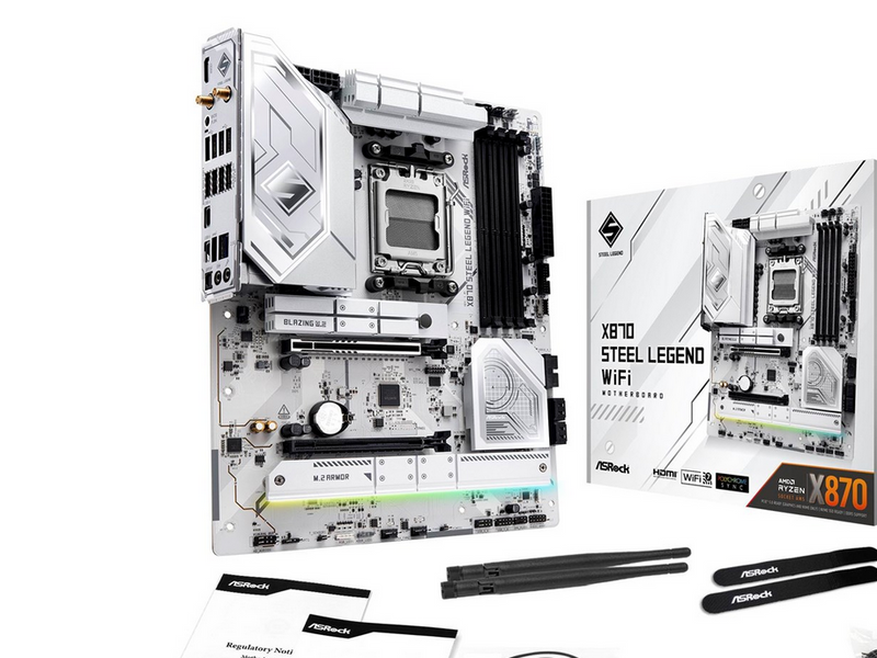 ASRock X870 STEEL LEGEND WIFI Mainboard - AMD X870 - AMD AM5 - DDR5 RAM - ATX