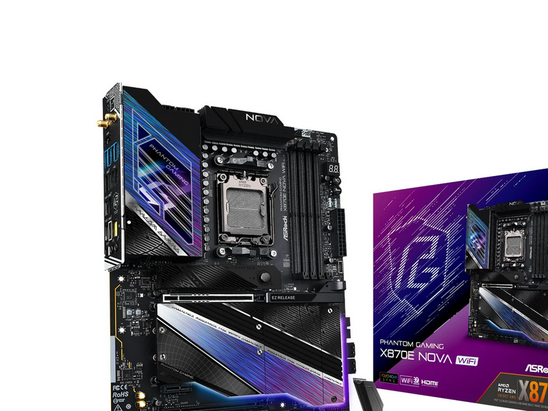 ASRock X870E NOVA WIFI Mainboard - AMD X870E - AMD AM5 - DDR5 RAM - ATX