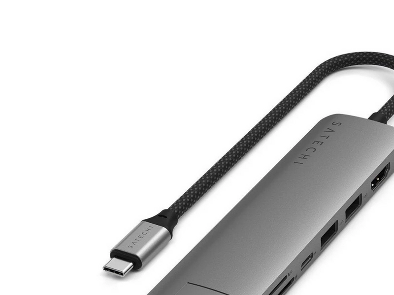 Satechi 7-in-1 USB-C Slim Multiport Adapter with Ethernet - Space Grey