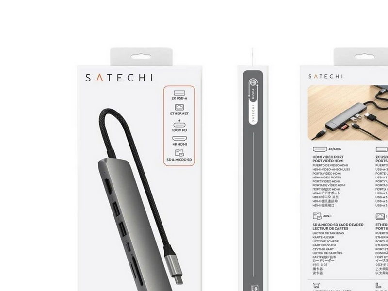 Satechi 7-in-1 USB-C Slim Multiport Adapter with Ethernet - Space Grey