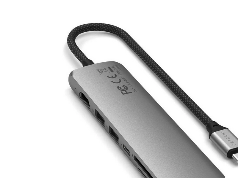 Satechi 7-in-1 USB-C Slim Multiport Adapter with Ethernet - Space Grey