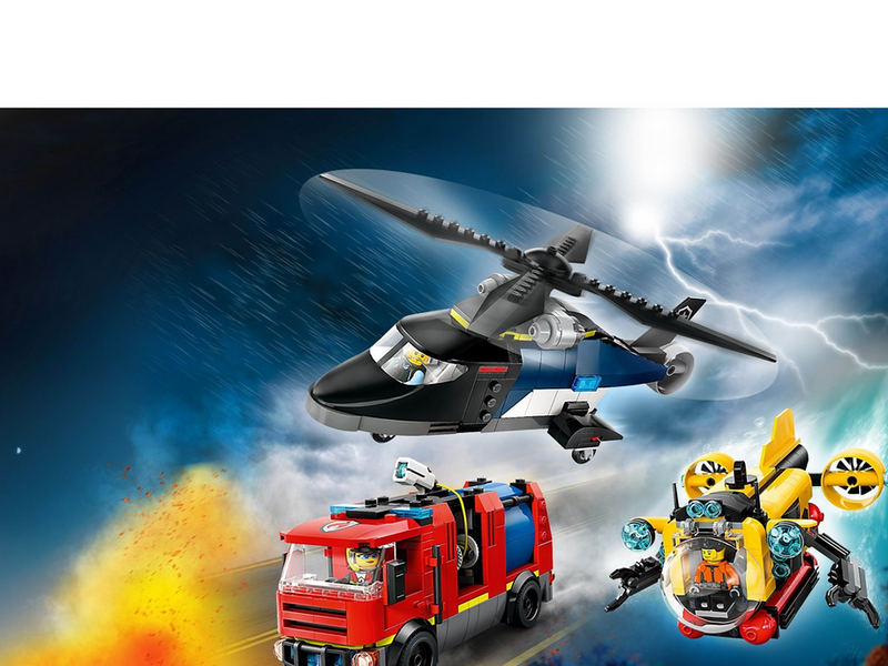 LEGO City 60462 Kombinationsset mit Hubschrauber, Löschauto und U-Boot