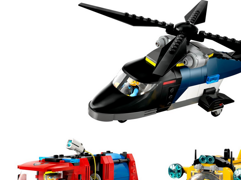LEGO City 60462 Kombinationsset mit Hubschrauber, Löschauto und U-Boot