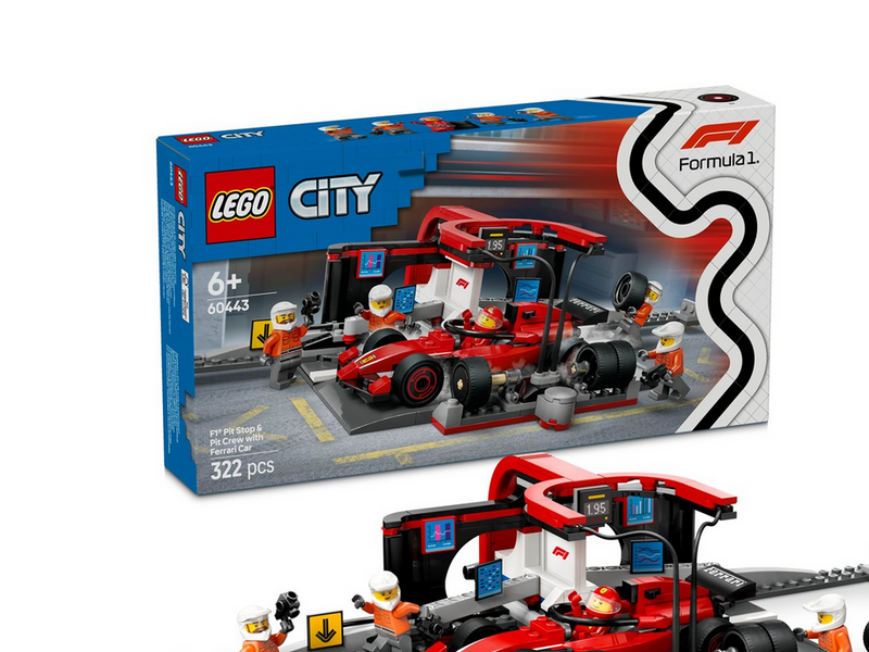 LEGO City 60443 F1® Boxenstopp mit Boxencrew und Ferrari Flitzer