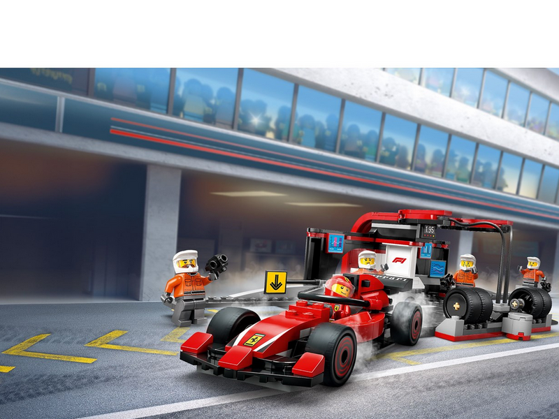 LEGO City 60443 F1® Boxenstopp mit Boxencrew und Ferrari Flitzer
