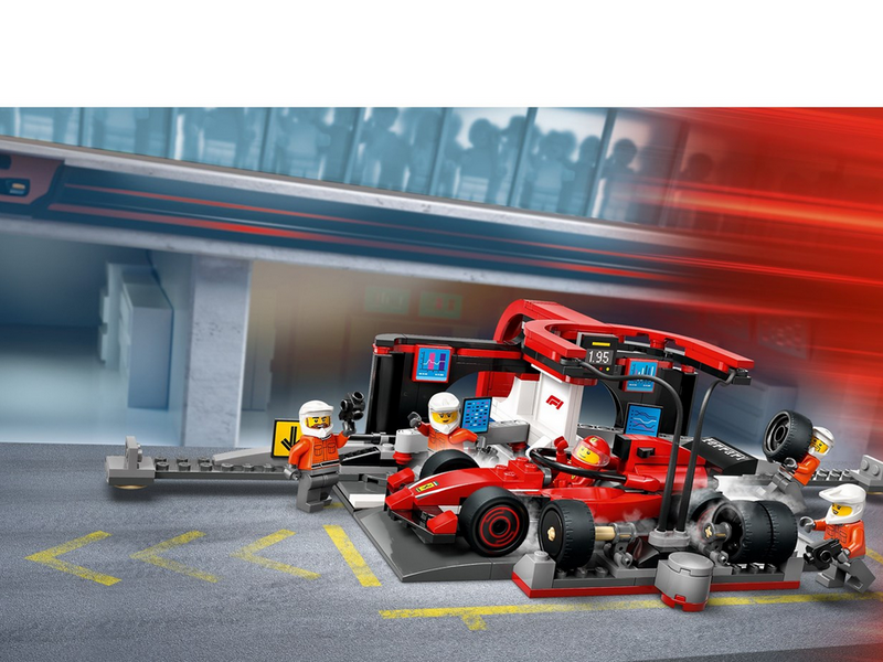 LEGO City 60443 F1® Boxenstopp mit Boxencrew und Ferrari Flitzer