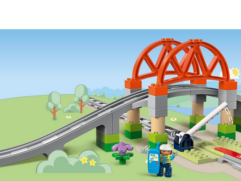 LEGO DUPLO 10426 Eisenbahnbrücke und Schienen – Erweiterungsset