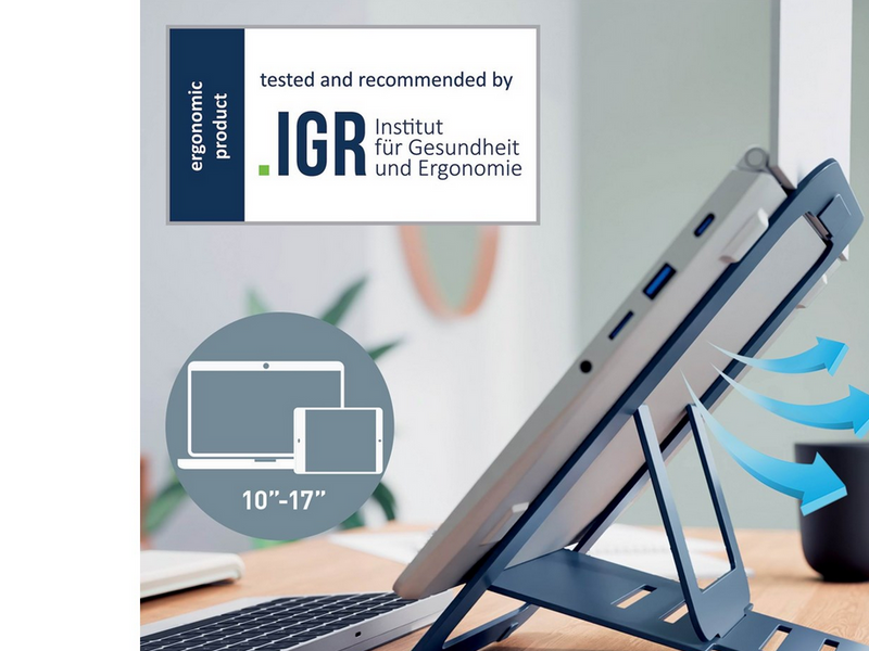 Leitz Ergo Ultraflacher höhenverstellbarer Aluminium-Laptopständer