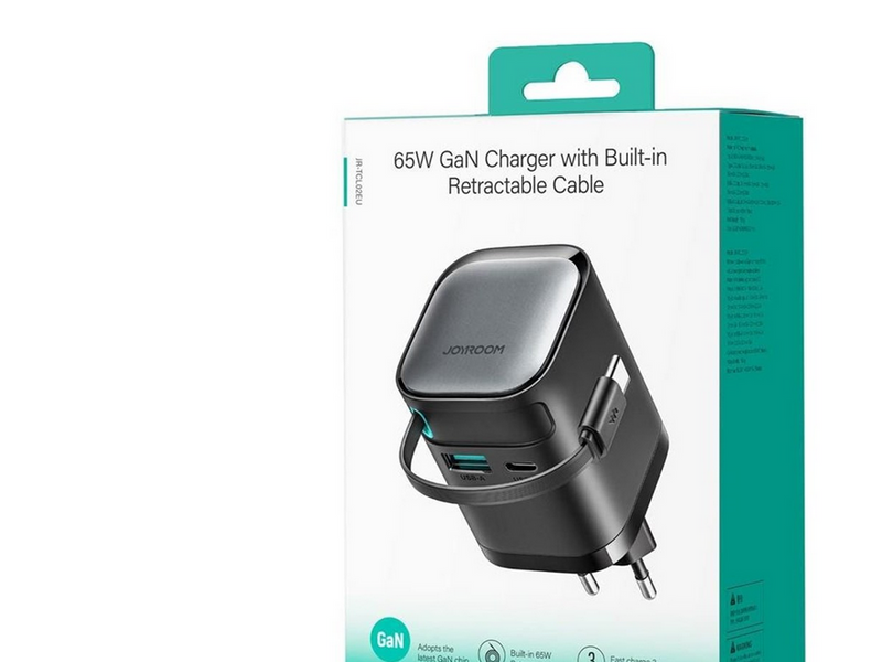 Joyroom Power charger with retractable cable 65W TCL02 GaN