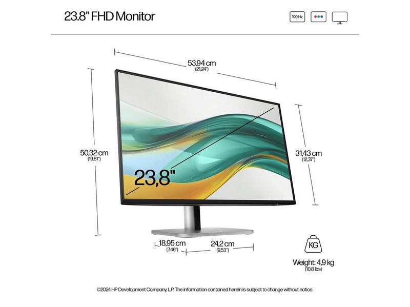24" HP 524pf Series 5 Pro - 1920x1080 (FHD) - 100Hz - IPS
