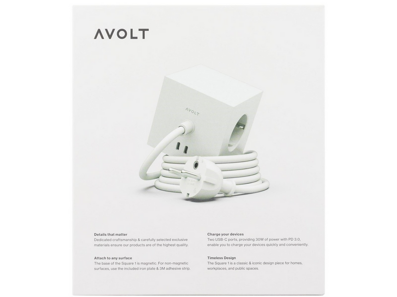 AVOLT Square 1 with 30W Dual USBC & Magnetic base 1.8m Gotland Gray