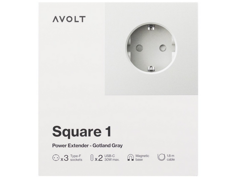 AVOLT Square 1 with 30W Dual USBC & Magnetic base 1.8m Gotland Gray