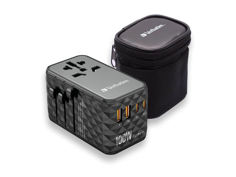 Verbatim UTA-06 Power Adapter - GaN III Universal - 2 x USB 2 x USB-C - 100 Watt