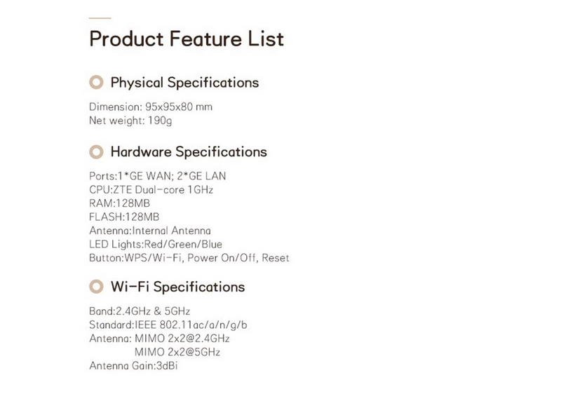 ZTE Z1200 AC1200 Dual Band Wi-Fi 5 Mesh AP