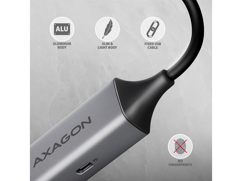 AXAGON ADE-TXPD USB-C Gigabit Ethernet Adapter Power Delivery 100W