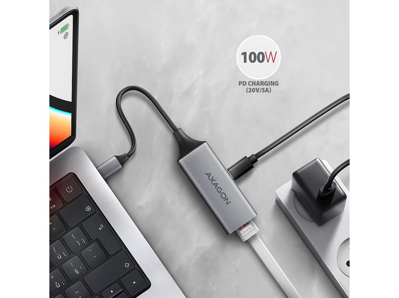 AXAGON ADE-TXPD USB-C Gigabit Ethernet Adapter Power Delivery 100W