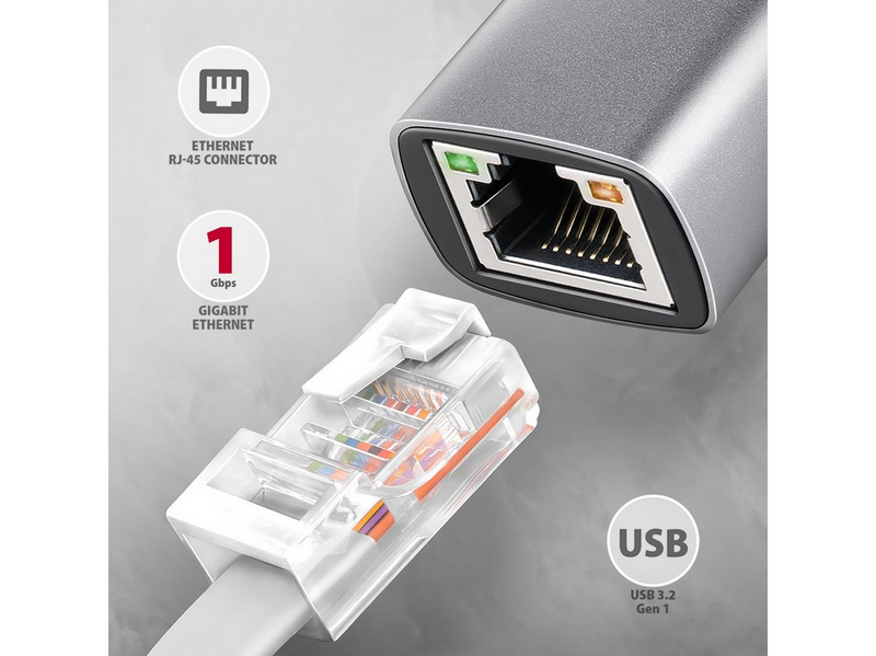 AXAGON ADE-TXPD USB-C Gigabit Ethernet Adapter Power Delivery 100W