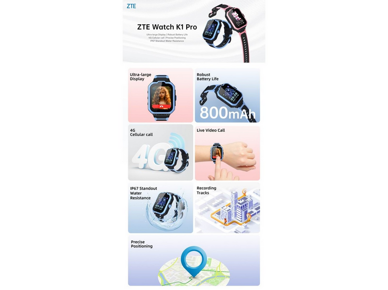 ZTE K1 Pro 4G Kids Watch - Blue