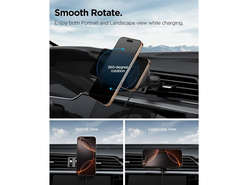 Spigen OneTap Pro 4 MagSafe Car Mount Charger - black - Wireless / AirVent Hook