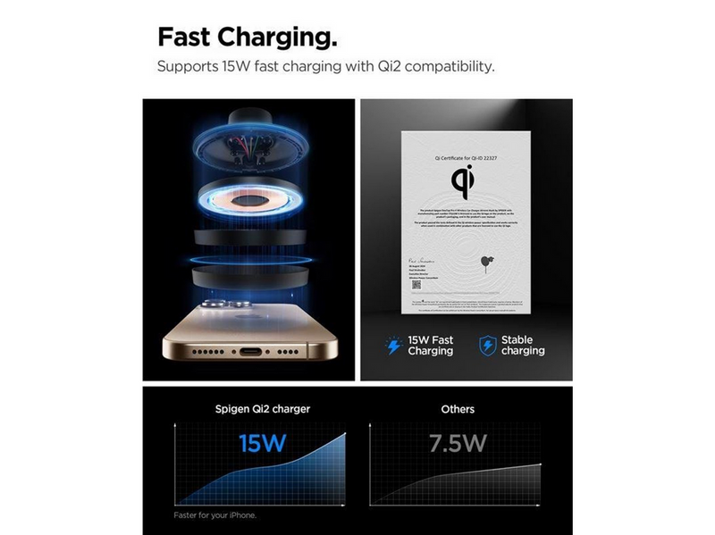 Spigen OneTap Pro 4 MagSafe Car Mount Charger - black - Wireless / AirVent Hook