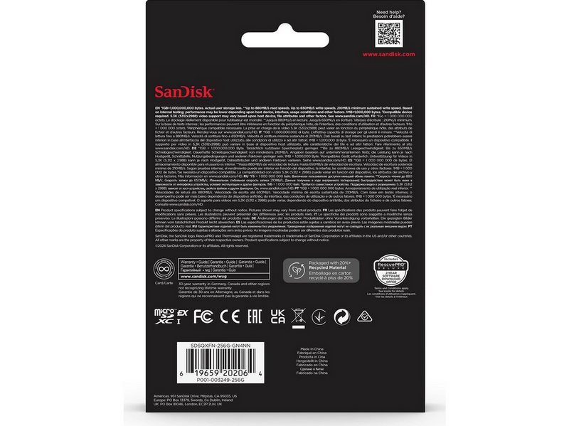 SANDISK microSD Express - 880MB/s - 256GB