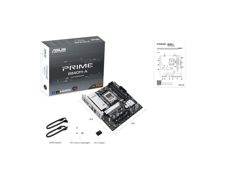 ASUS PRIME B840M-A-CSM Mainboard - AMD B840 - AMD AM5 - DDR5 RAM - Micro-ATX