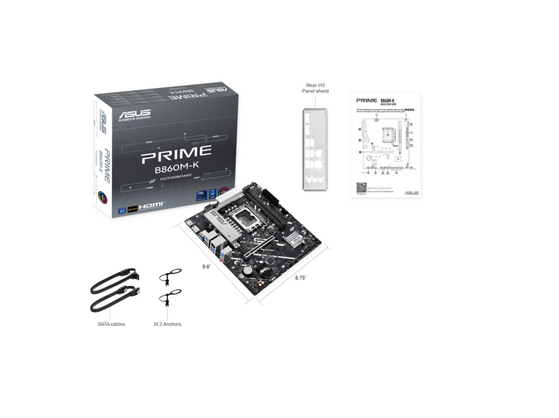 ASUS PRIME B860M-K Mainboard - Intel B860 - Intel LGA1851 - DDR5 RAM - Micro-ATX