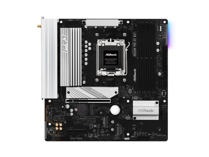 ASRock B850M Pro RS WiFi Mainboard - AMD B850 - AMD AM5 - DDR5 RAM - Micro-ATX
