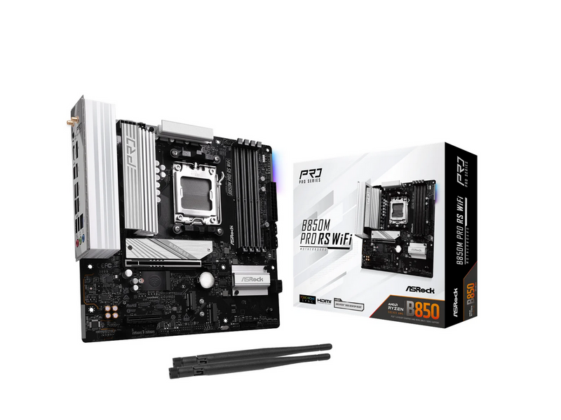 ASRock B850M Pro RS WiFi Mainboard - AMD B850 - AMD AM5 - DDR5 RAM - Micro-ATX