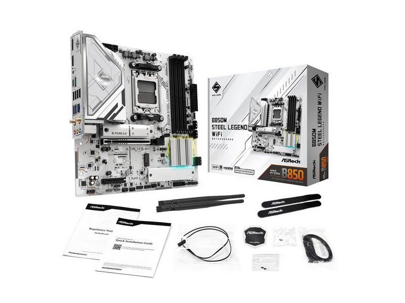 ASRock B850M Steel Legend WiFi Mainboard - AMD B850 - AMD AM5 - DDR5 RAM - Micro-ATX