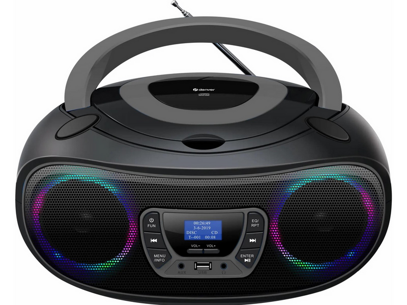 DENVER TDB-212GR - Grey – DAB+ Boombox with Bluetooth & CD Player