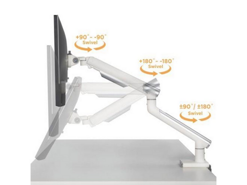 DUTZO Monitorarm für 1 Monitor (17"-32") - Slim USB Version (Weiß)